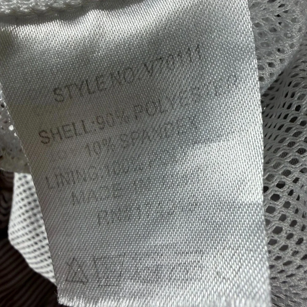 Vintage Summer Swim Shorts Mens Large White Brown Striped Seersucker Drawstring